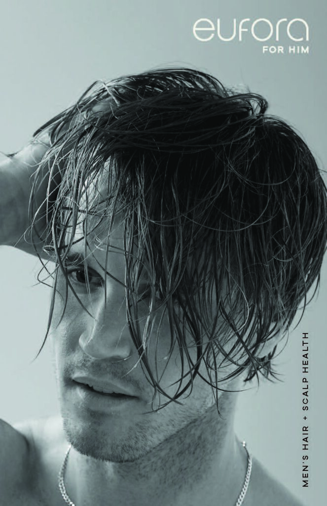 eufore for him, brochure, for him, mens grooming products, hair care, beard care